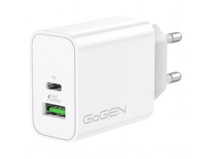 Nabíječka do sítě GoGEN ACHPD230, 1xUSB-C PD, 1x USB-A, 30W - bílá