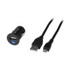 Adaptér do auta GoGEN CH 12 C, 1x USB + microUSB kabel 1,2m - černá