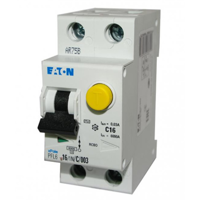 Prúdový chránič EATON PFL6 16/1P+N/30mA C kombi s ističom, typ A