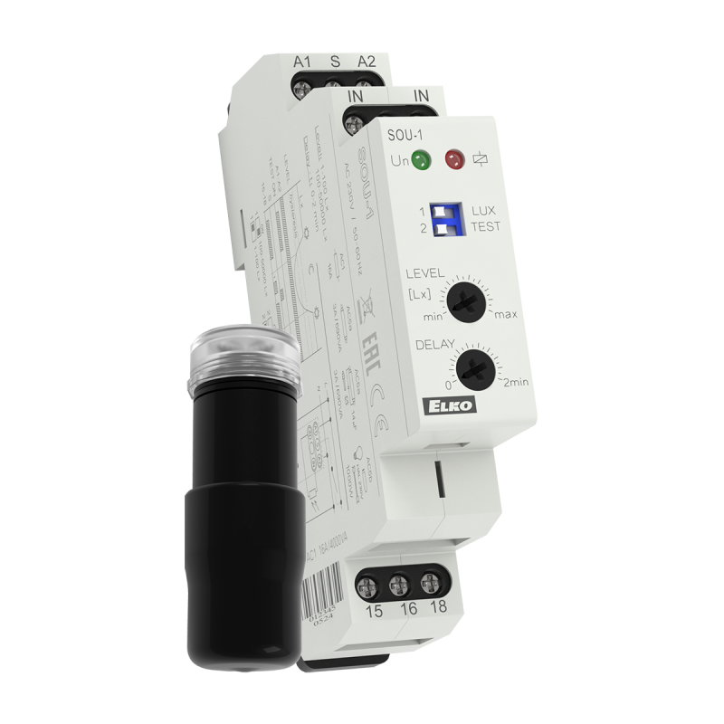 Súmrakový spínač SOU-1 2100 16A/230VAC 1M 1prep + čidlo IP40/IP56