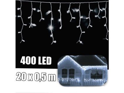 LED ZÁVES 20m 400LED STUDENA BIELA, SPÁJATEĽNÁ