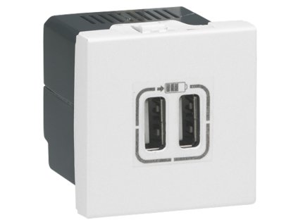 Mosaic 2x USB nabíjačka, 5V, 2400mA, biela, 2 moduly