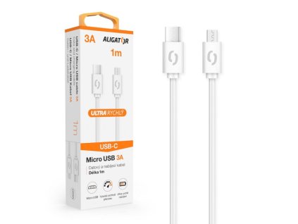 ALIGATOR kabel USB-C/USB-Micro power 3A 1m bílý DATKP42