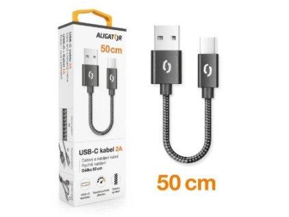 ALIGATOR kabel USB C premium 2A 50cm černý DATKP39