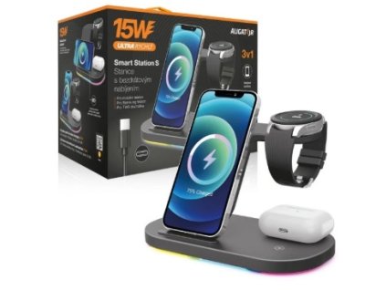 ALIGATOR AS04BK bezdrátová Qi dokovací stanice 15W Apple černá