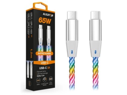 ALIGATOR kabel USB-C/C datový 1,2m 3A 65W svítící DATKP62