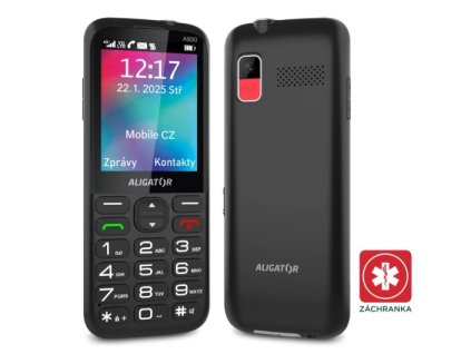 ALIGATOR A930B Telefon senior GPS černý stolní nabíječka