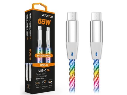 ALIGATOR kabel USB-C/C datový 0,5m 3A 65W svítící DATKP64