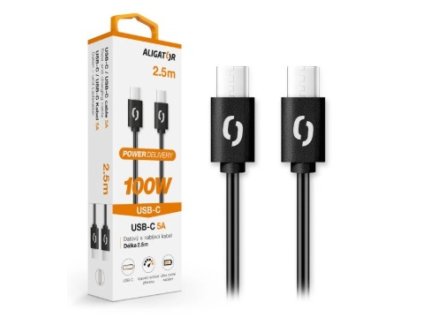 ALIGATOR kabel USB-C/USB-C power 5A 100W 2,5m černý DATKP52
