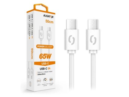 ALIGATOR kabel USB-C/USB-C power 3A 65W 0,5m bílý DATKP55