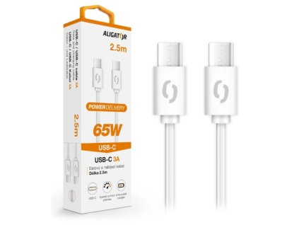 ALIGATOR kabel USB-C/USB-C power 3A 65W 2,5m bílý DATKP59