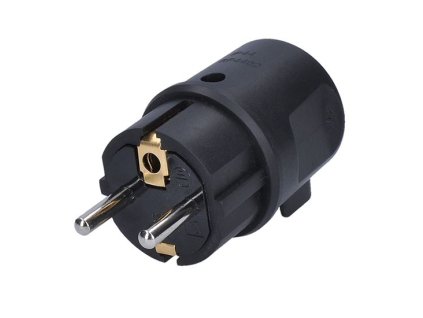 SOLIGHT P76A zástrčka gumová IP44 černá do vlhka 230V/16A