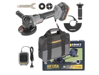 PROCRAFT AKU AG125A-1B-F úhlová bruska Industrial SBN + taška