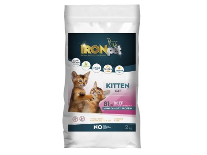 IRONpet kočka granule 2kg kitten hovězí