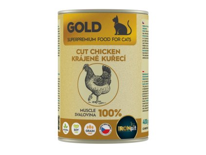 IRONpet Gold kočka konzerva 400g kuřecí krájená svalovina
