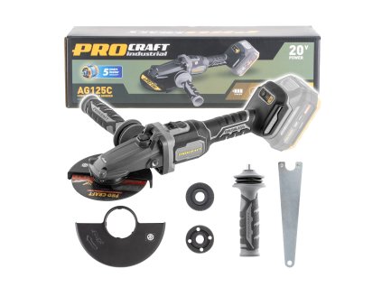 PROCRAFT AKU AG125C bb úhlová bruska Industrial s plochou hlavou