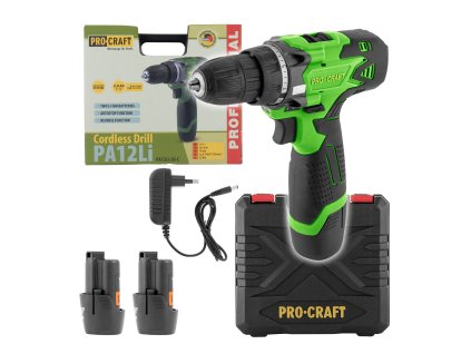 PROCRAFT AKU PA12Li vrtací šroubovák, 2 baterie, nabíječka a kufr