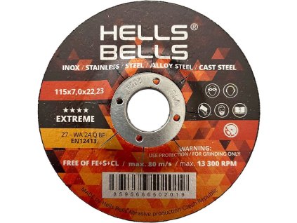 Kotouč brusný 115x6x22 ocel/nerez Hells Bells