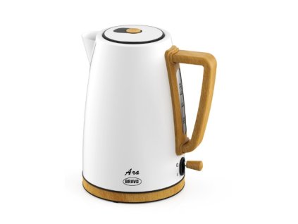 BRAVO B 4936 ARA konvice 1,7l nerez bílá dekor dřevo