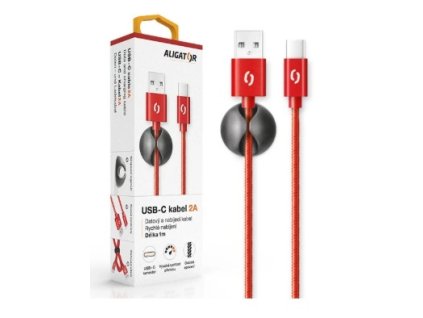 ALIGATOR kabel USB C premium 2A 1m červený DATKP12