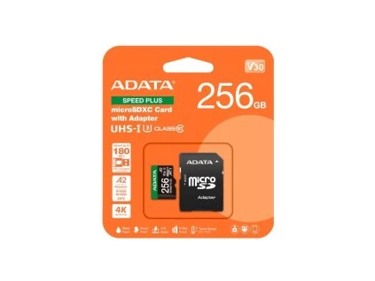SD micro 256GB ADATA U3 C10 A2 V30 (R:180 W:160) + SD adaptér
