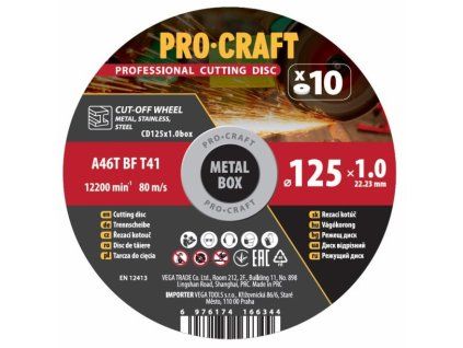 PROCRAFT CD125x1.0b sada řezných kotoučů 10ks 125