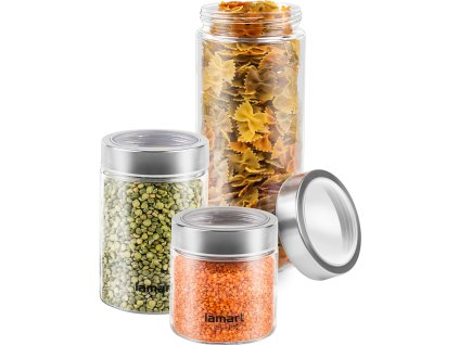 LAMART LT6010 SET 3 dóz kulatých sklo/nerez
