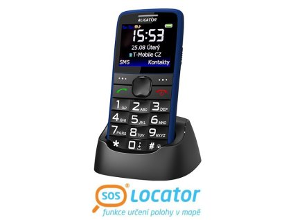 ALIGATOR A675BE telefon senior modrý nabíjecí stanice