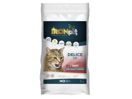 IRONpet kočka granule 2kg delice hovězí