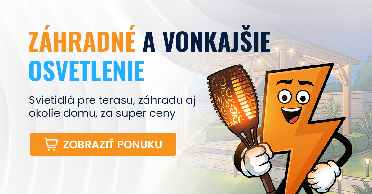 Záhradné osvetlenie, girlandy, solárne LED, nabíjacie, orientačné svietidlá na fasádu