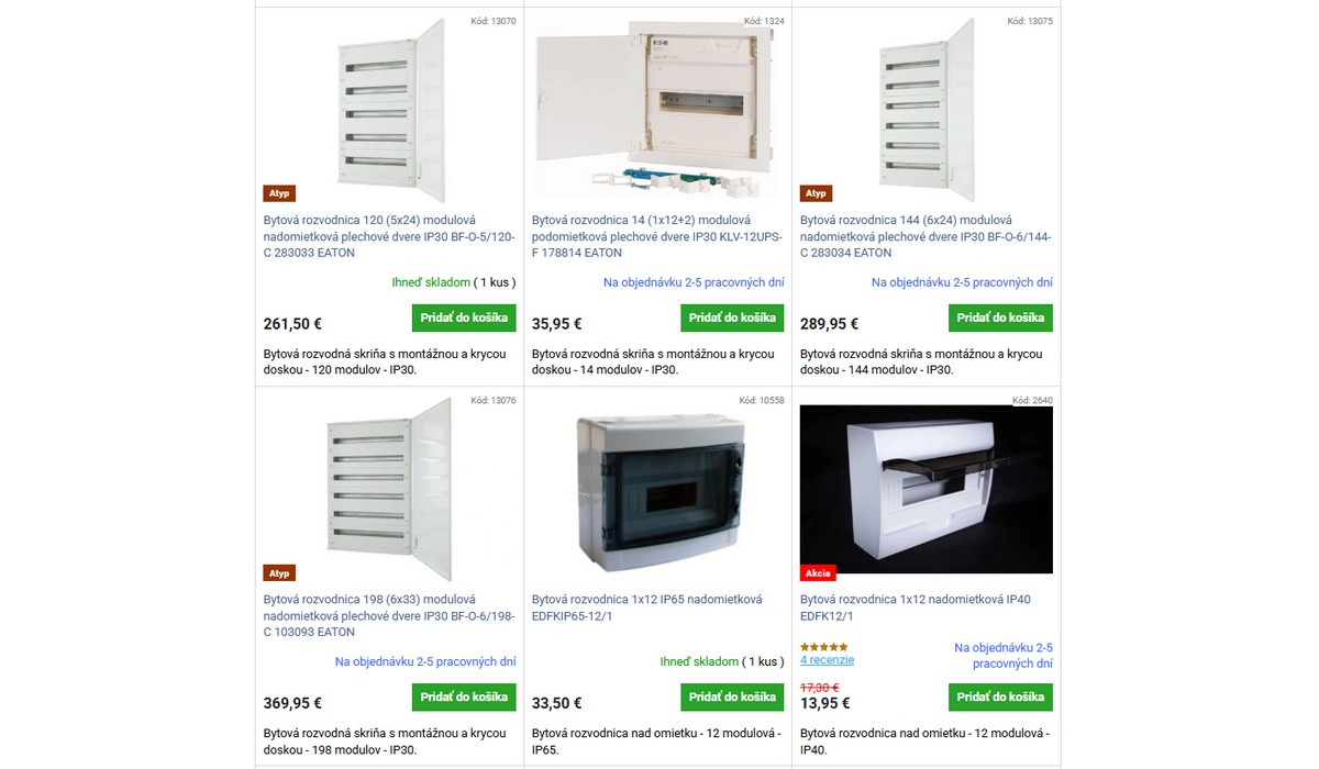 Rôzne druhy rozvodníc v e-shope elektroantos.sk.