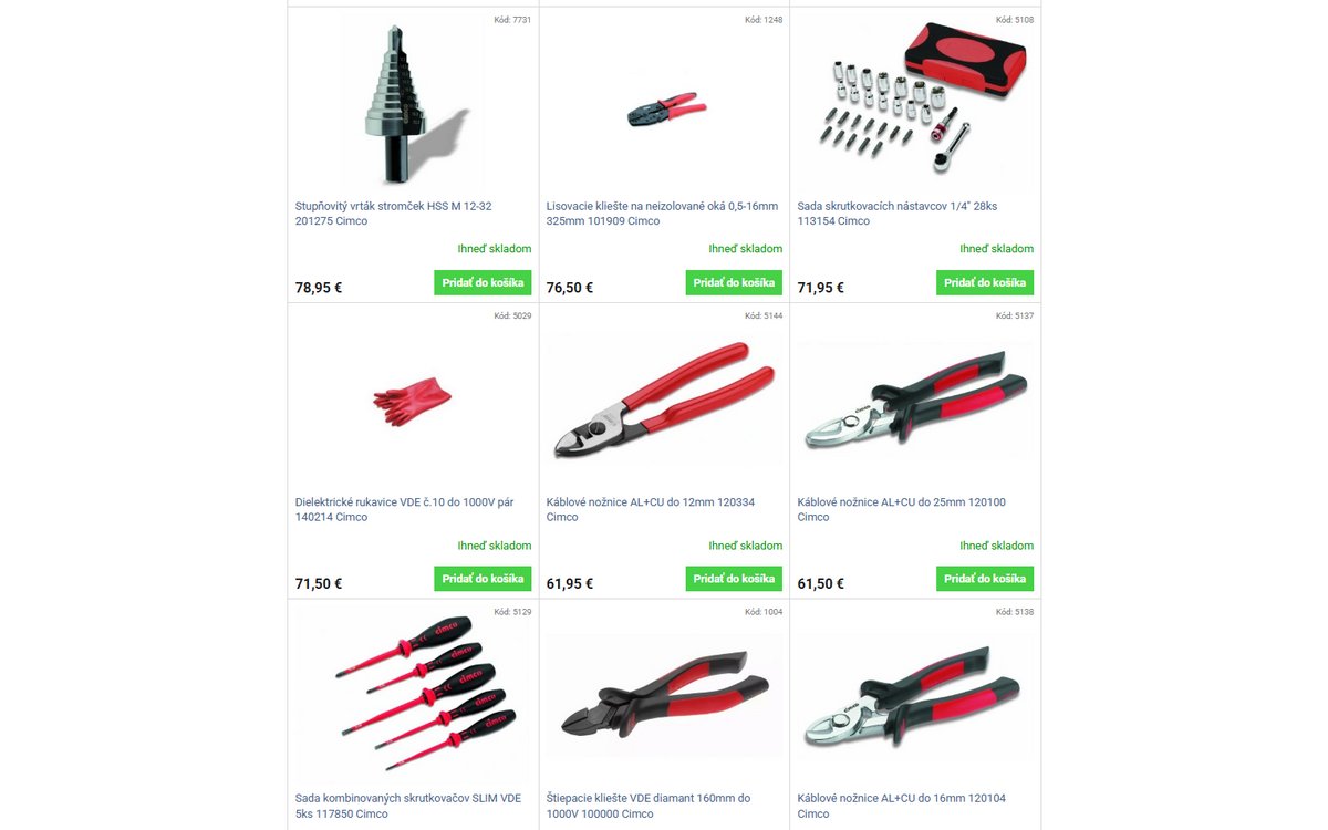 Šrobováky, kliešte, rukavice a ďalšie náradie CIMCO v e-shope Elektroantoš.sk.