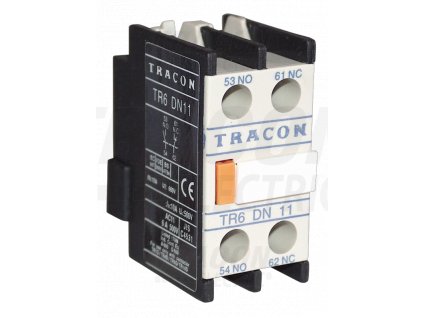 Blok čelných pomocných kontaktov k stykačom TR1D/F a TR1E 230V, 50Hz, 2A, 2×NC TR6DN02