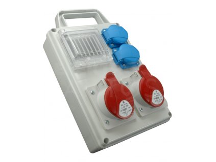 Rozvodnica zásuvková s možnosťou istenia 4P ROS-I 1602D/A 1x32A/400V+1x16A/400V+2x230V s držiakom SEZ DK