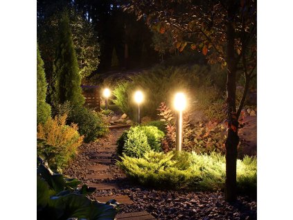 Záhradná lampa 45cm okrúhla strieborná na žiarovku E27 1363 LVT