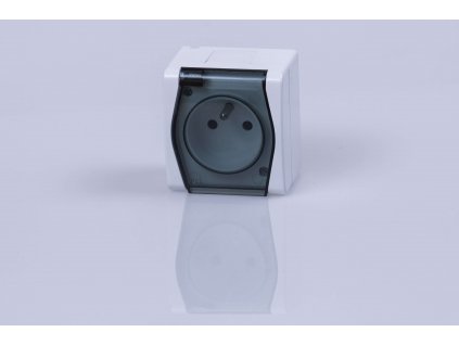 1-zásuvka na povrch biela dymová IP44 1021-01 HERMES