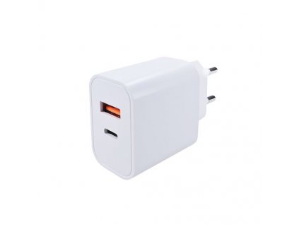 USB nabíjací adaptér fast charge 1x USB Qualcomm 5V2A/9V1.5A/12V1A AC230V bielosivý DC51 SOLIGHT