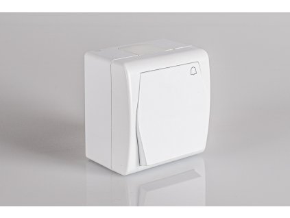 Zvončekové tlačidlo na povrch biele IP44 1005-00 HERMES