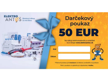 Darčekový poukaz v hodnote 50€ na nákup elektroinštalačného materiálu