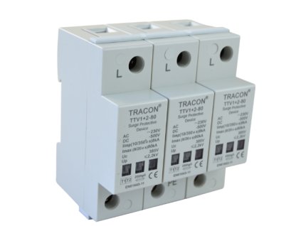 Kombinovaný zvodič prepätia AC/DC typ T1+T2 80kA 3P TTV1+2-80-3P