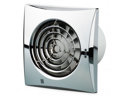 Pochrómovaný tichý ventilátor domový 97m3/h 100QUIETTCHROME časový spínač guličkové ložisko