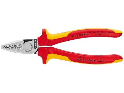 Lisovacie kliešte na koncové dutinky 180mm VDE 1000V 9778180 KNIPEX