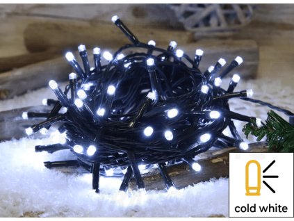 Vianočná svetelná reťaz 2+10m 3,6W 100 LED studená biela IP44