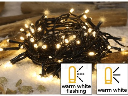 Blikajúca vianočná svetelná reťaz 2+10m 3,6W 100 LED teplá biela IP44