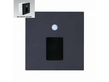 VIX LED svietidlo na schody čierne + senzor 1W 4000K IP20 70424
