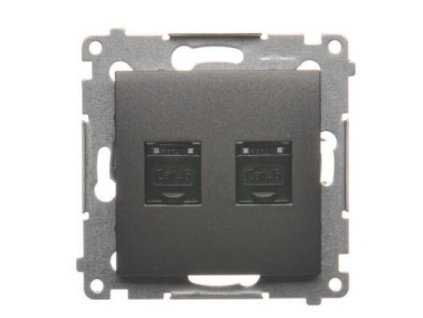Dátová 2-zásuvka Simon54 PREMIUM/NATURE 2xRJ45 cat.6e antracit D62.01/48