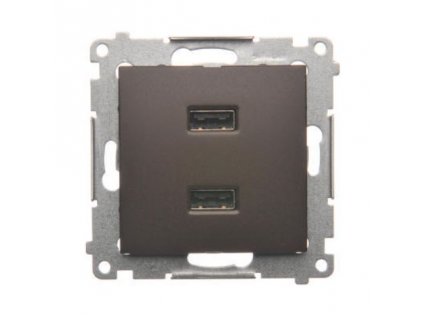 2xUSB-A zásuvková nabíjačka Simon54 PREMIUM/NATURE SS 2,1A hnedá DC2USB.01/46