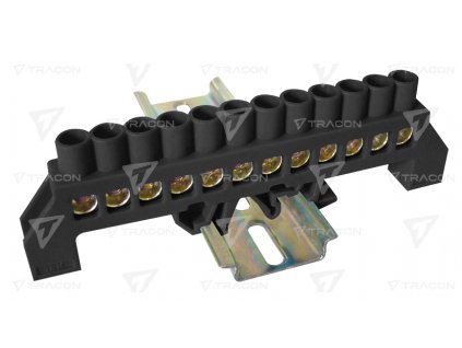 Izolovaný mostík na ochranné vodiče rozbočovací čierny "L12" NPE-BK8-12