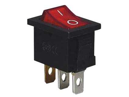 Kolískový vypínač ON-OFF (0-1) podsvietený červený 16A 250V TES-33