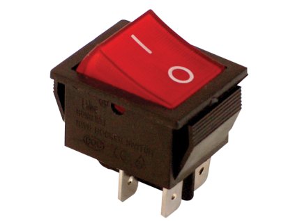 Kolískový vypínač ON-OFF (0-1) podsvietený červený 16A 250V TES-42